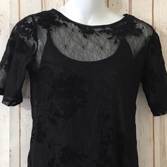 Brand of Gypsies Cora Flocked Lace Shift Dress - Picture 4 of 6
